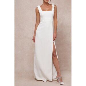 Lulus Your Sweetie White Tie-Strap Column Maxi Dress sz Large Womens White Weddi